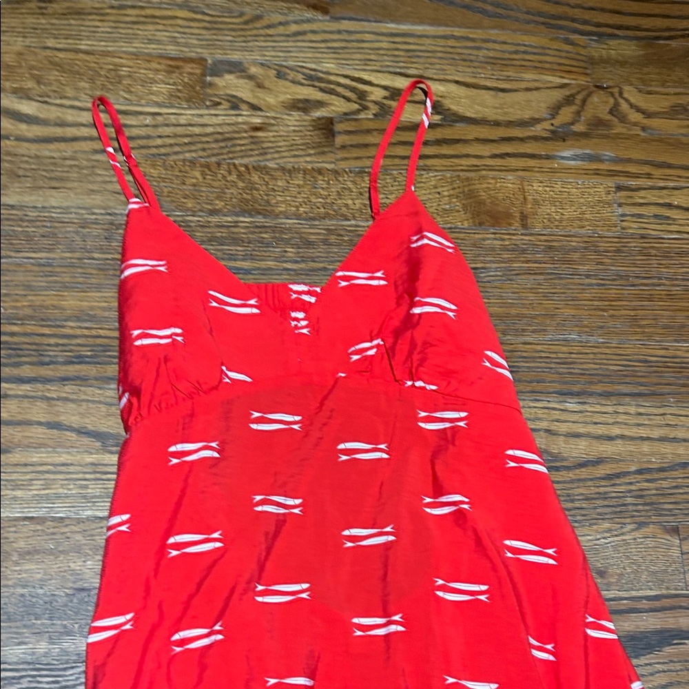 Gorgeous Red Maxi Dress with White Pattern - Picture 4 of 8